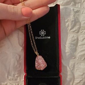 Gold and pink crystal necklace